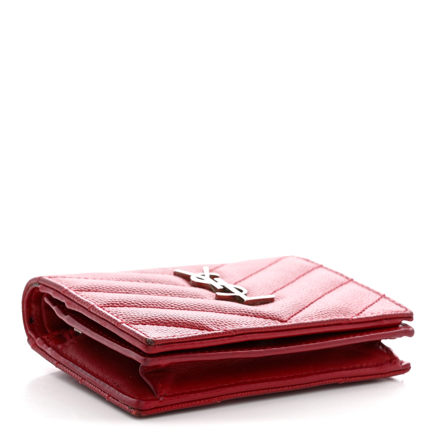 Grain De Poudre Matelasse Chevron Monogram Flap Card Case Red
