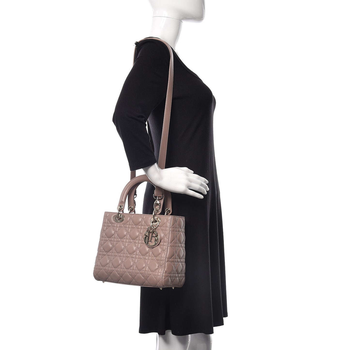 Lambskin Cannage Medium Lady Dior Taupe