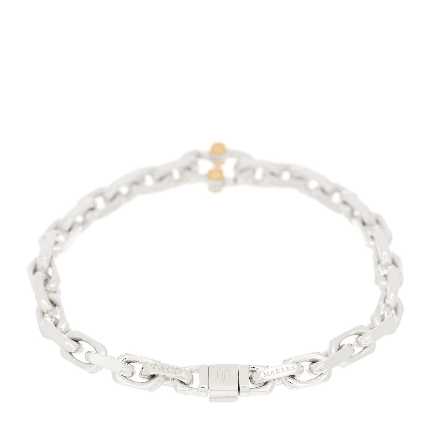 Sterling Silver 18K Yellow Gold Narrow Makers Chain Link Bracelet