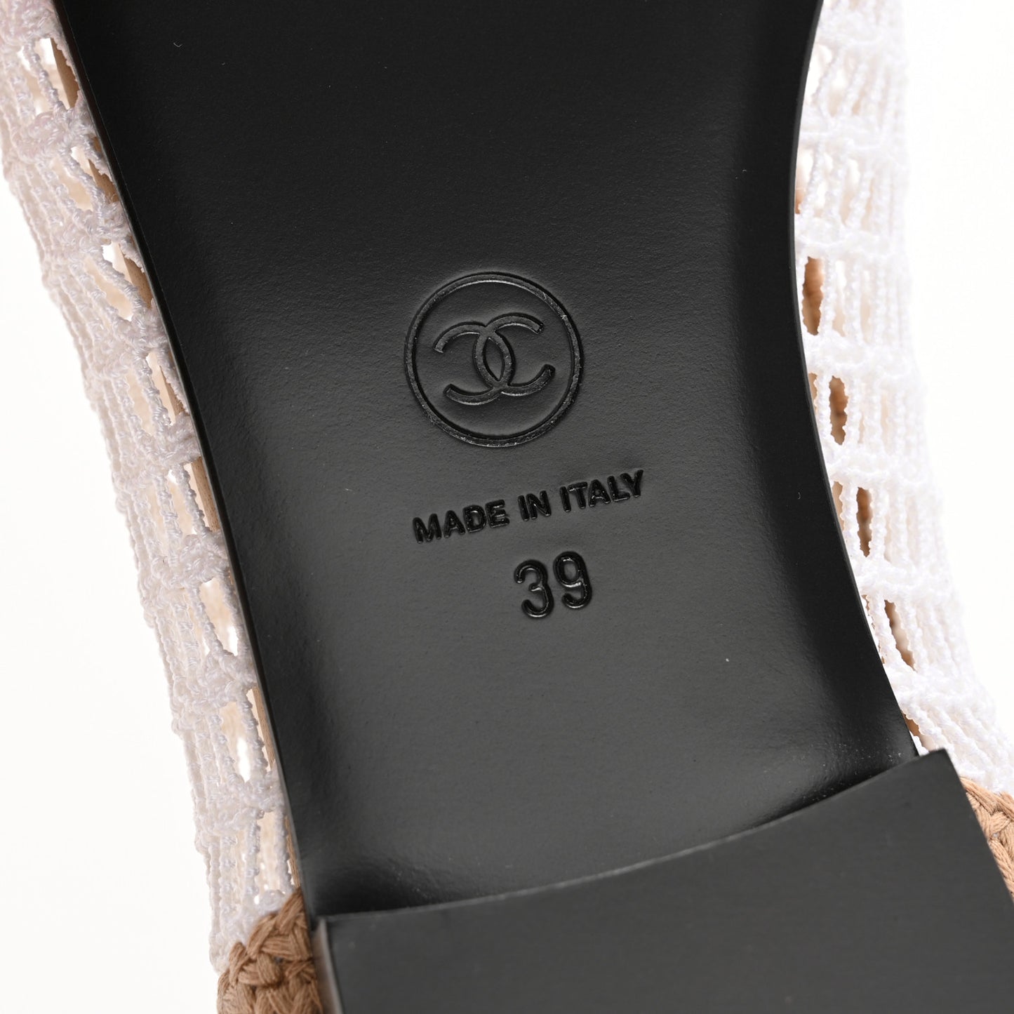 Raffia Cap Toe Ballerina Flats 39 White Beige
