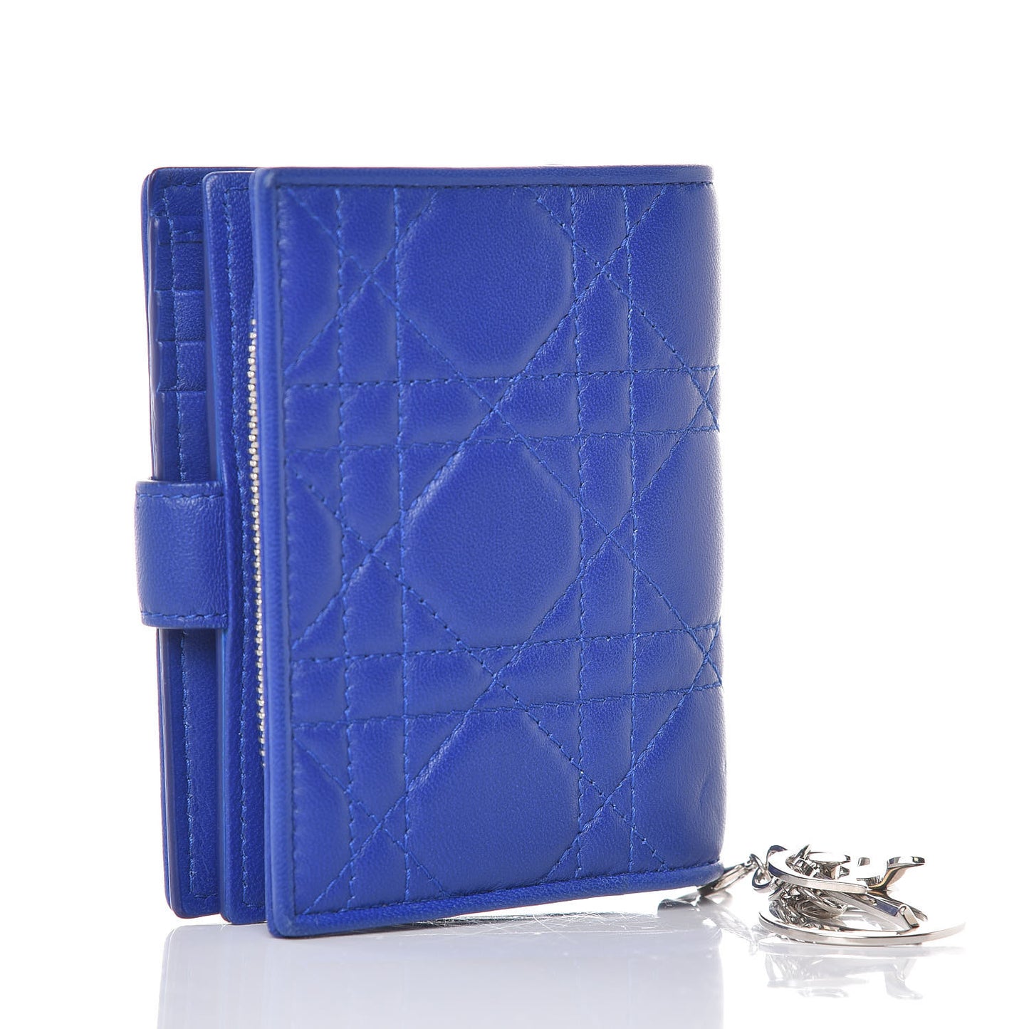 Lambskin Cannage Lady Dior Eden Wallet Blue