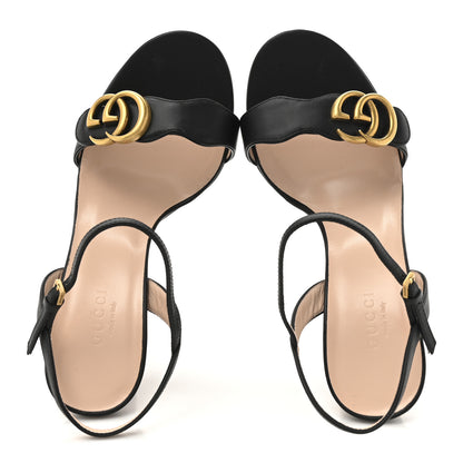 Gucci Lifford Calfskin GG Marmont Ankle Wrap 105mm Sandals 37 Black 2 of 11
