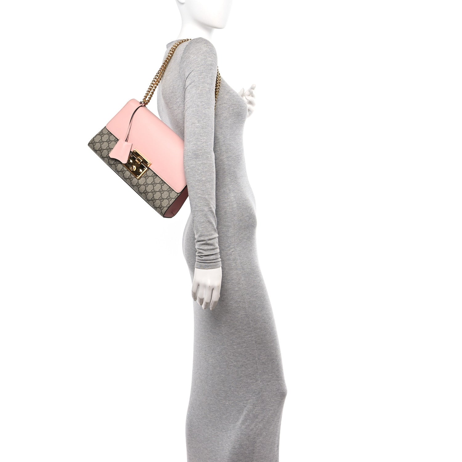 Gucci GG Supreme Monogram Calfskin Medium Padlock Shoulder Bag Beige Perfect Pink 2 of 10