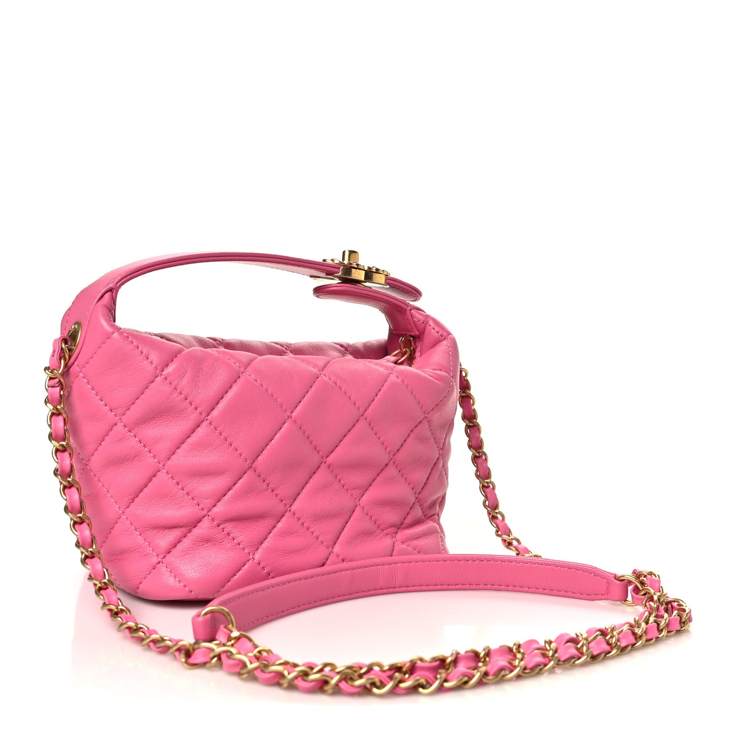 Lambskin Quilted Small Perfect Meeting Hobo Pink