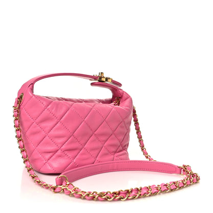 Chanel Lambskin Quilted Small Perfect Meeting Hobo Pink 3 of 10