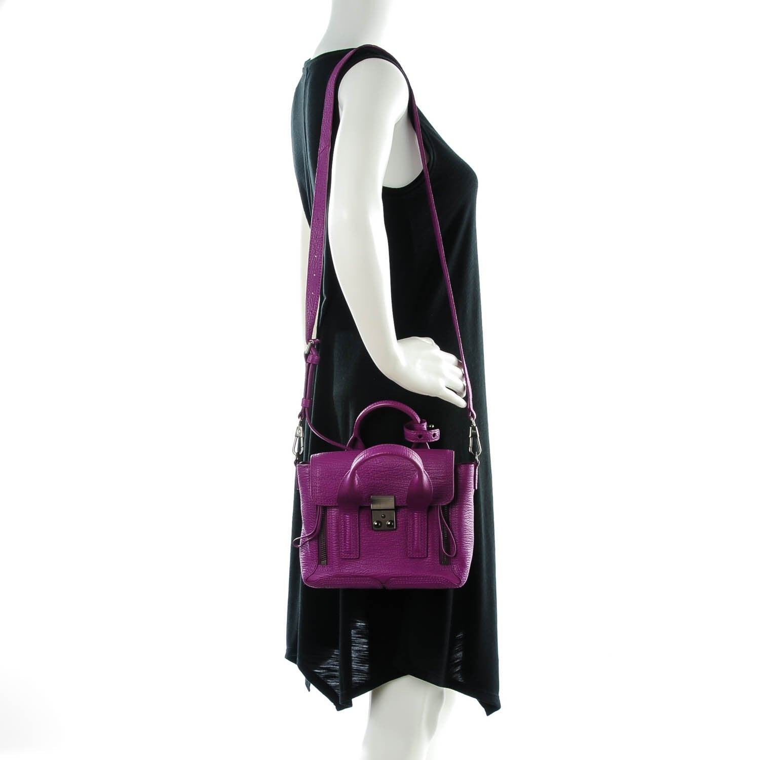 3.1 Phillip Lim 3.1 Textured Calfskin Mini Pashli Satchel Orchid 2 of 7