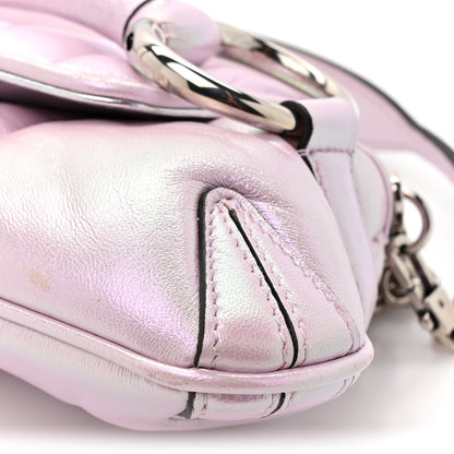Gucci Iridescent Nappa Vertical Matelasse Small Maxi Horsebit Chain Shoulder Bag Escape Pink 12 of 12