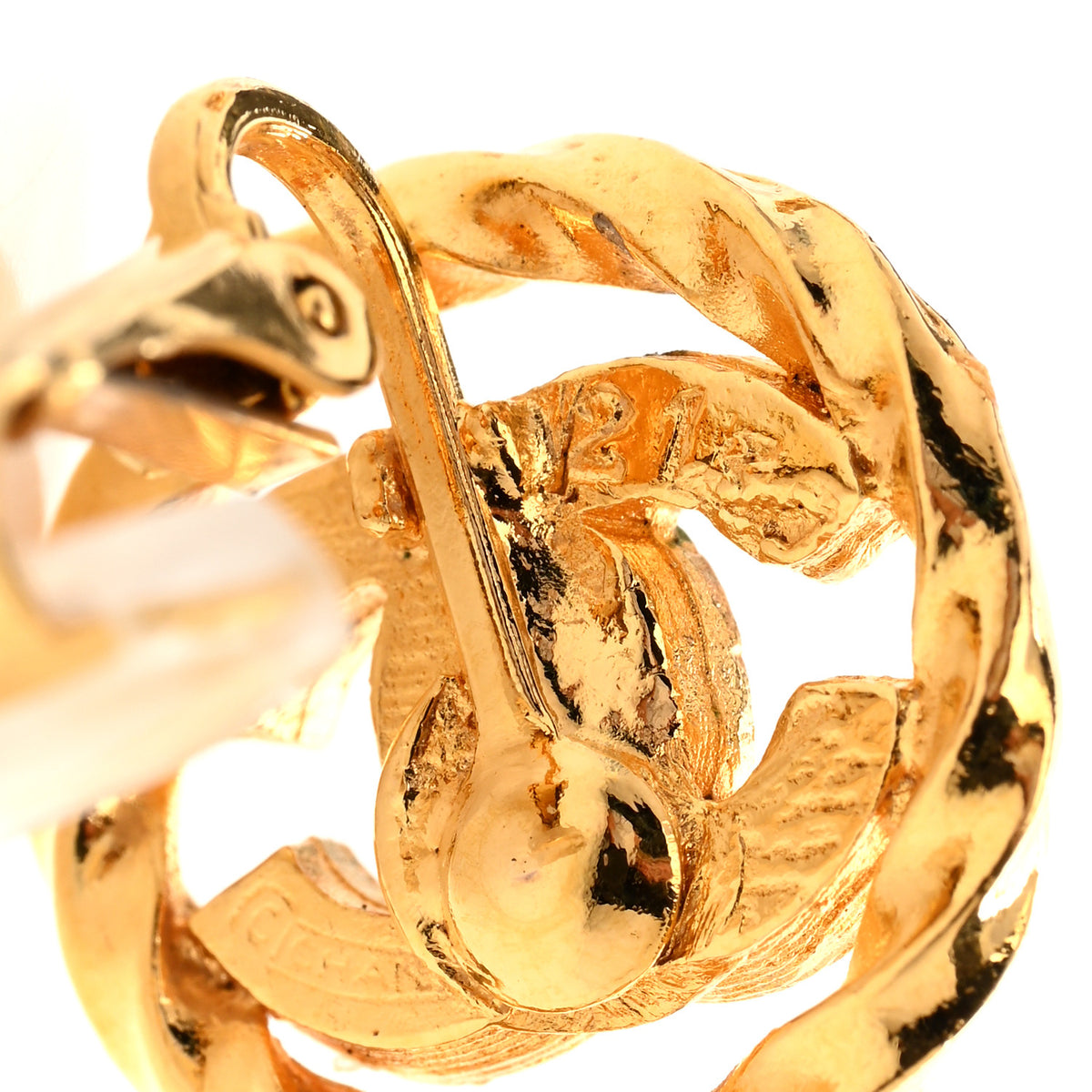 Chanel Crystal CC Round Clip On Earrings Gold 4 of 4