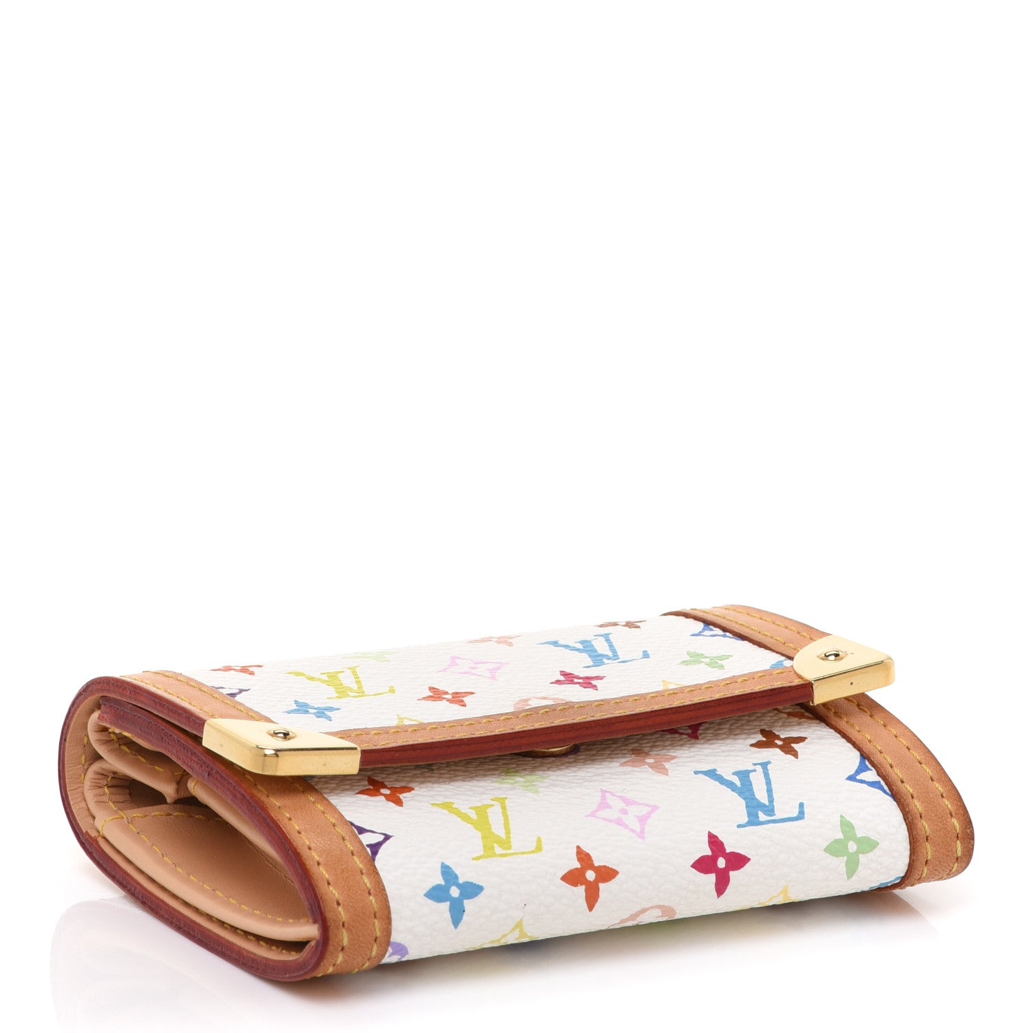 Louis Vuitton Monogram Multicolor Porte-Monnaie Plat Coin Purse White 4 of 7