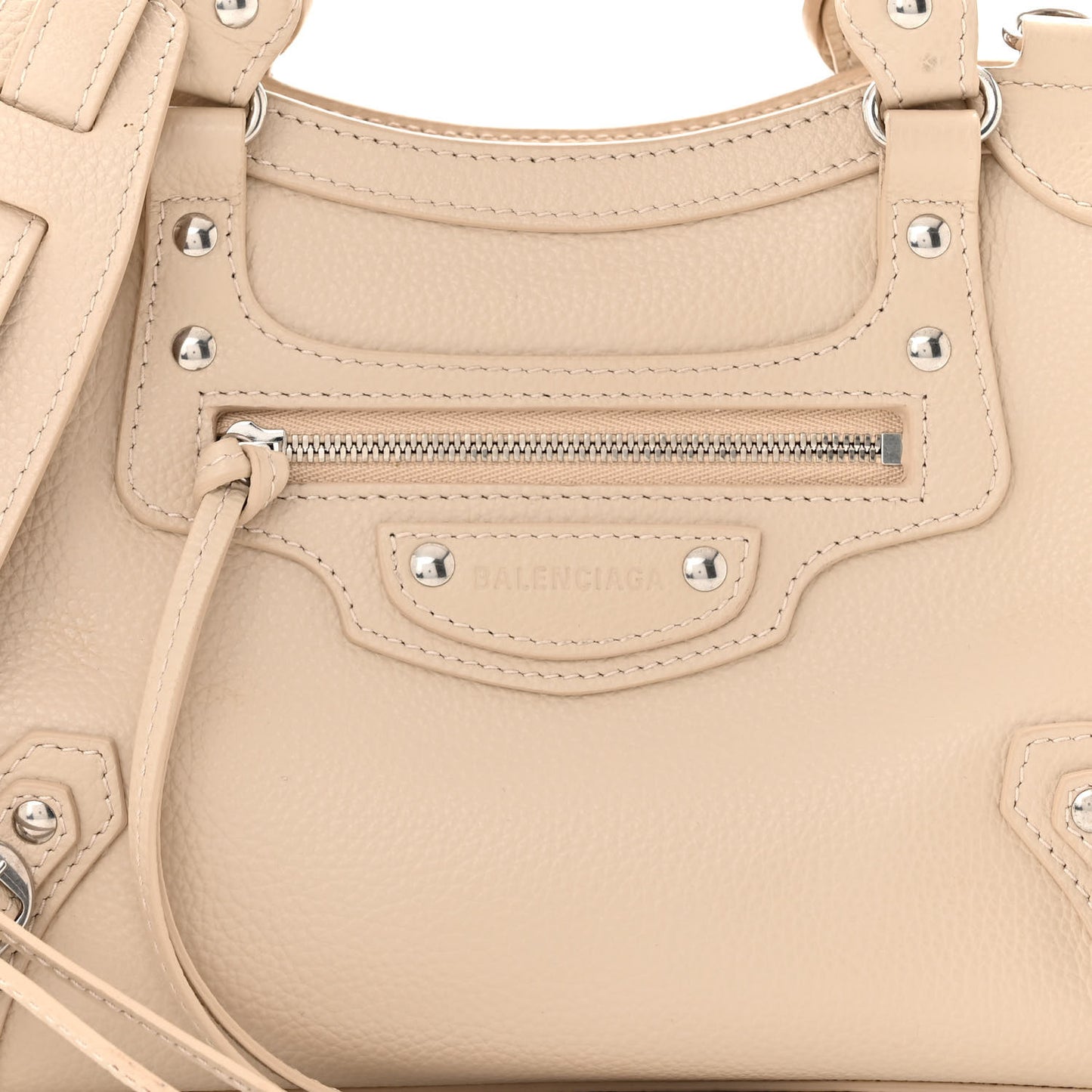 Grained Calfskin Silver Hardware XS Neo Classic City Cream