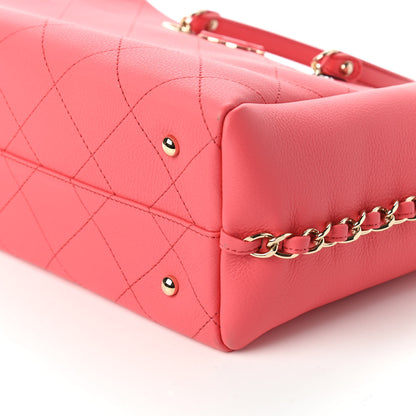 Chanel Bullskin Stitched Small Shopping Tote Pink 7 of 10