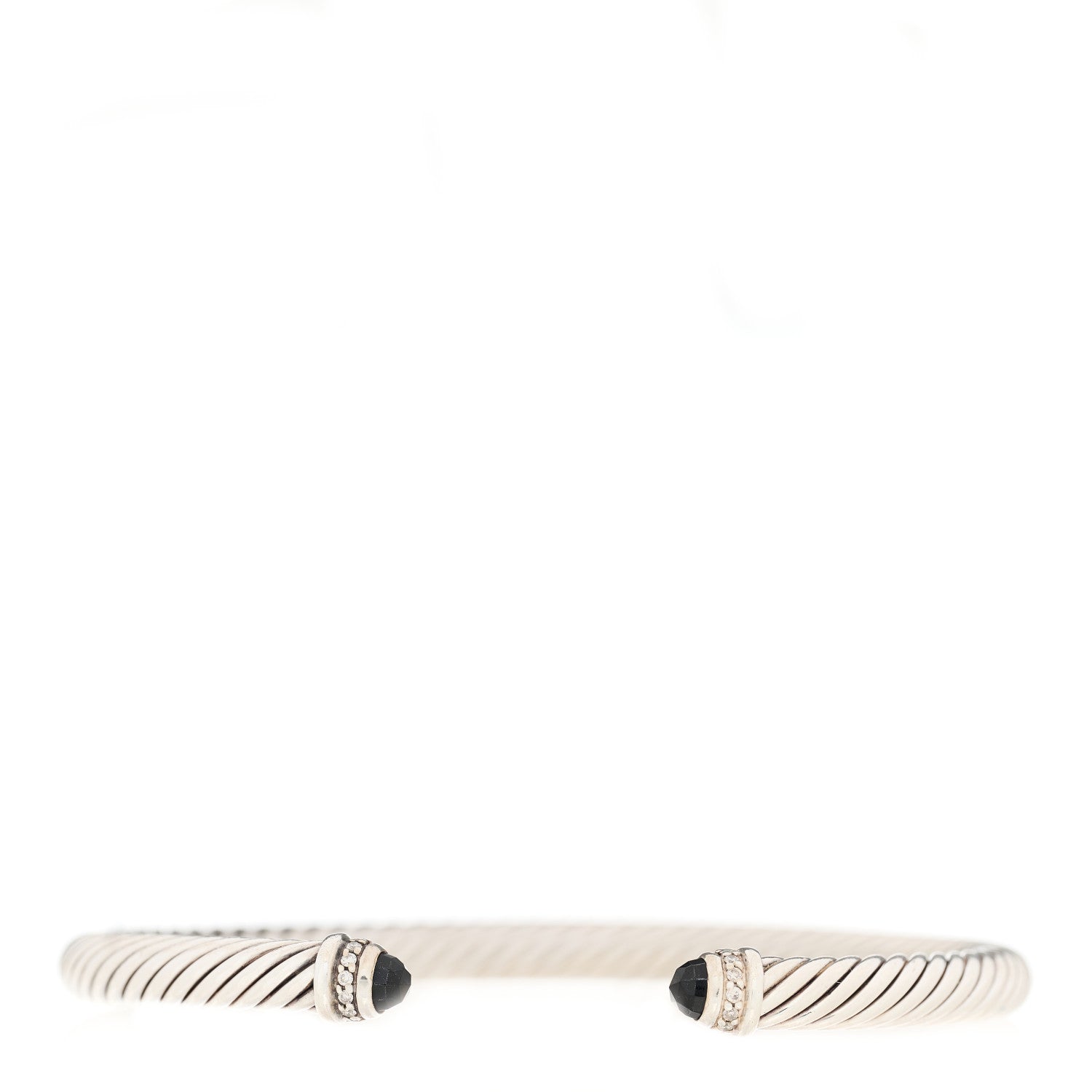 David Yurman Sterling Silver Diamond Black Onyx 5mm Cable Classics Bracelet 1 of 3