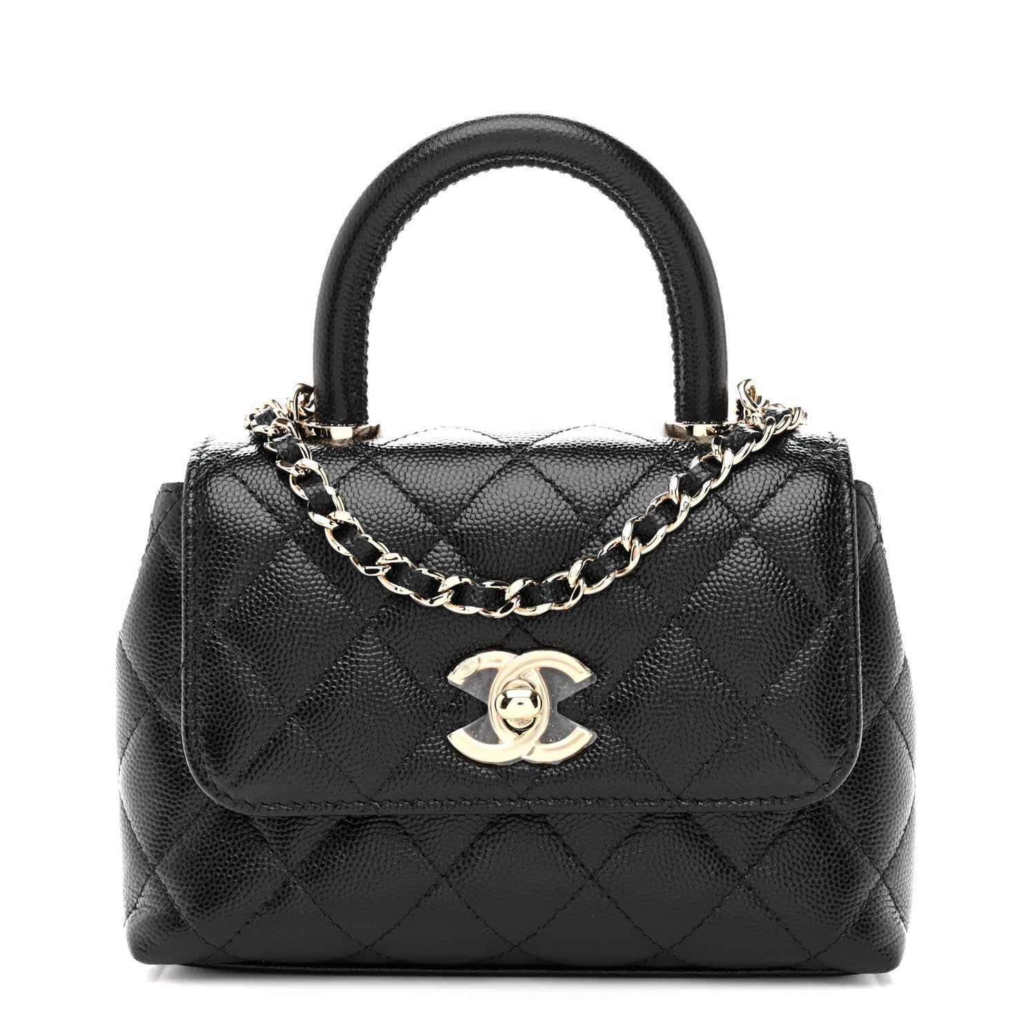 Chanel Caviar Quilted Coco Handle Clutch With Chain Black 1 of 11