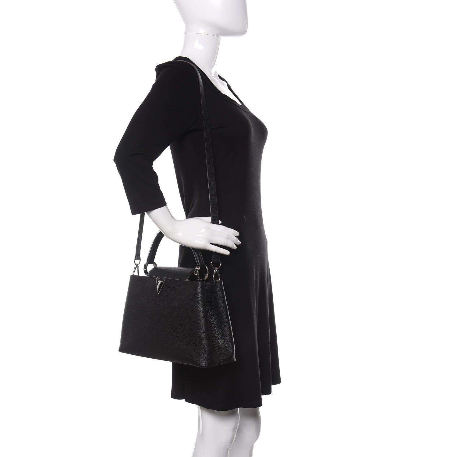 Louis Vuitton Taurillon Capucines PM Black 2 of 9