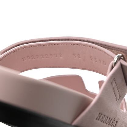 Hermes Suede Goatskin Womens Chypre Sandals 38 Rose Porcelaine 7 of 9