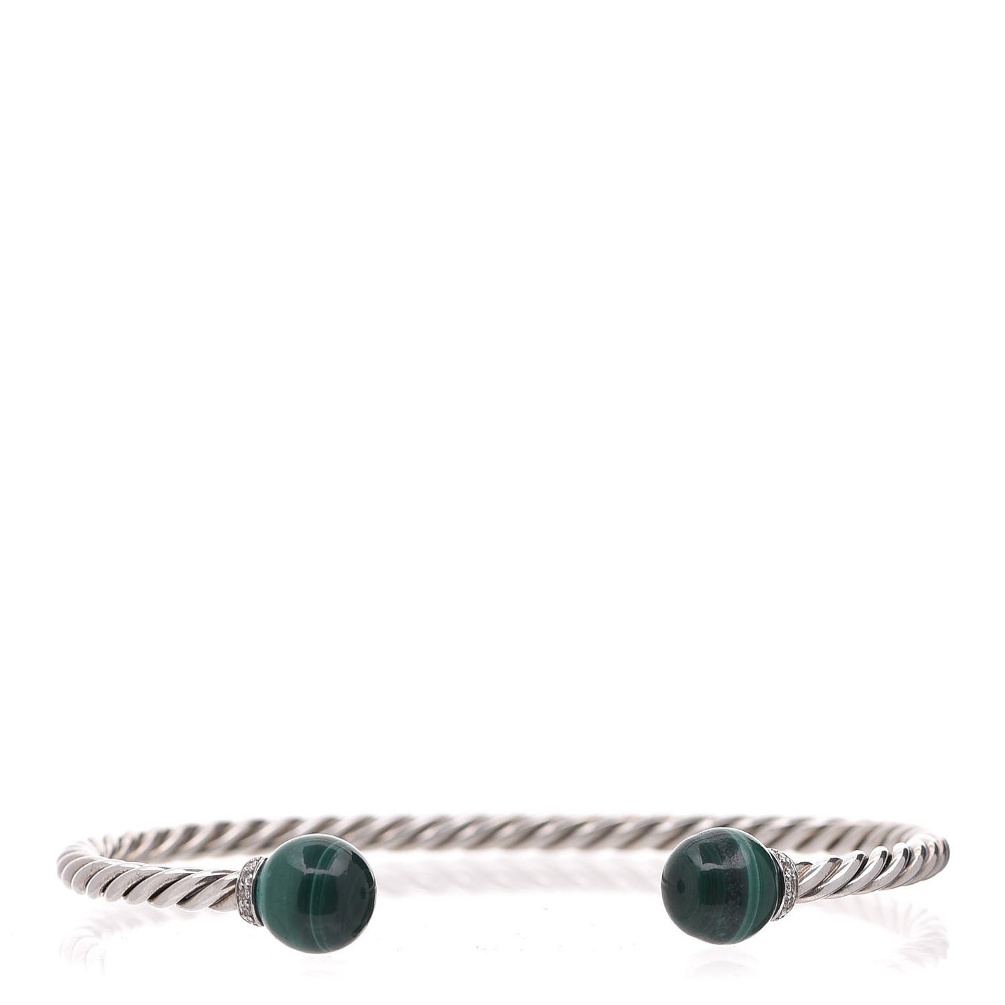 Sterling Silver Diamond Malachite 7mm Solari Bracelet