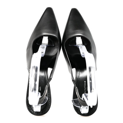 Louis Vuitton Calfskin Slingback Pumps 37.5 Black 2 of 9