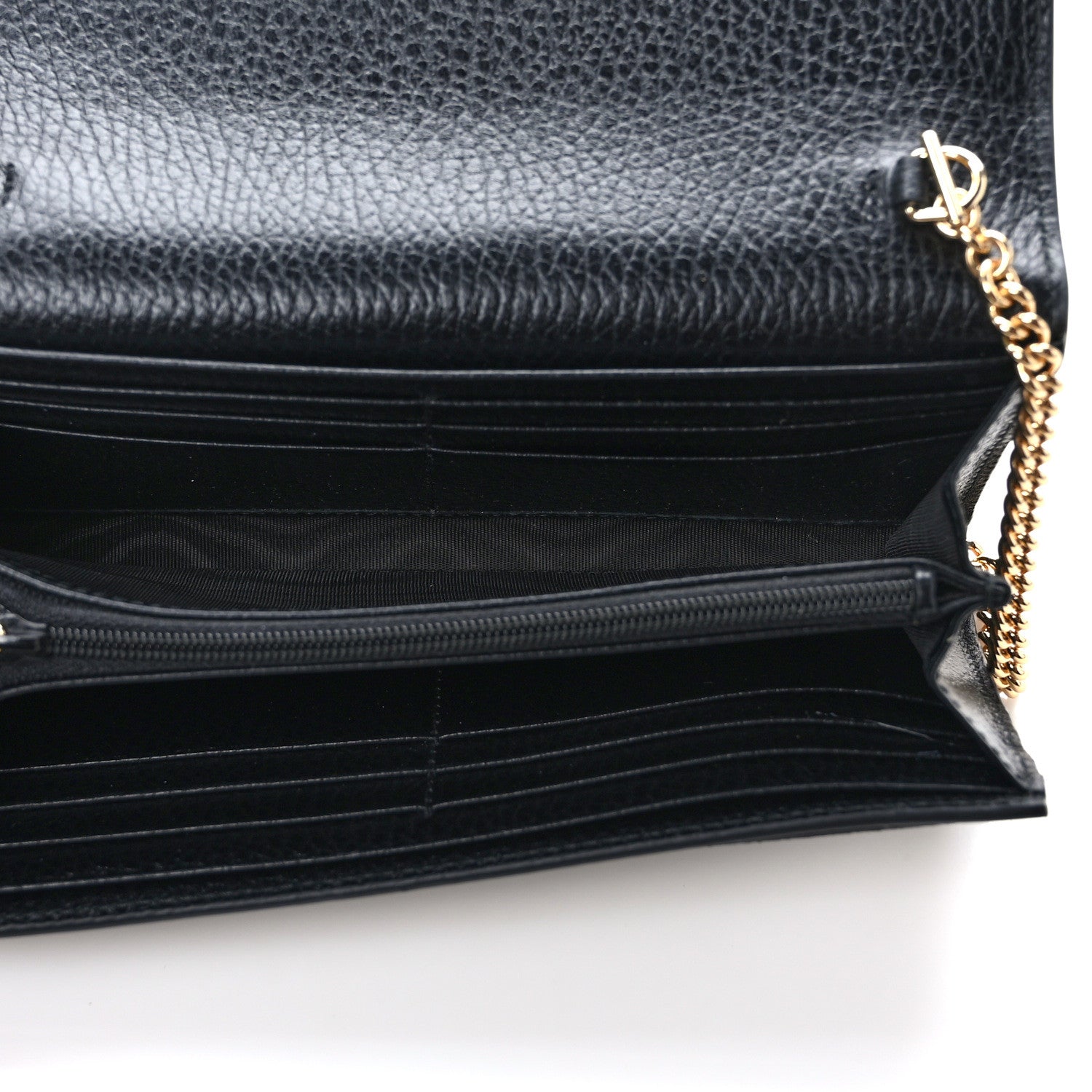 Gucci Dollar Calfskin GG Supreme Monogram Petite GG Marmont Wallet Chain Bag Black Beige Ebony 5 of 11