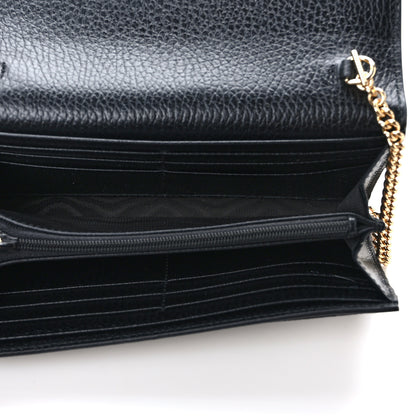 Gucci Dollar Calfskin GG Supreme Monogram Petite GG Marmont Wallet Chain Bag Black Beige Ebony 5 of 11