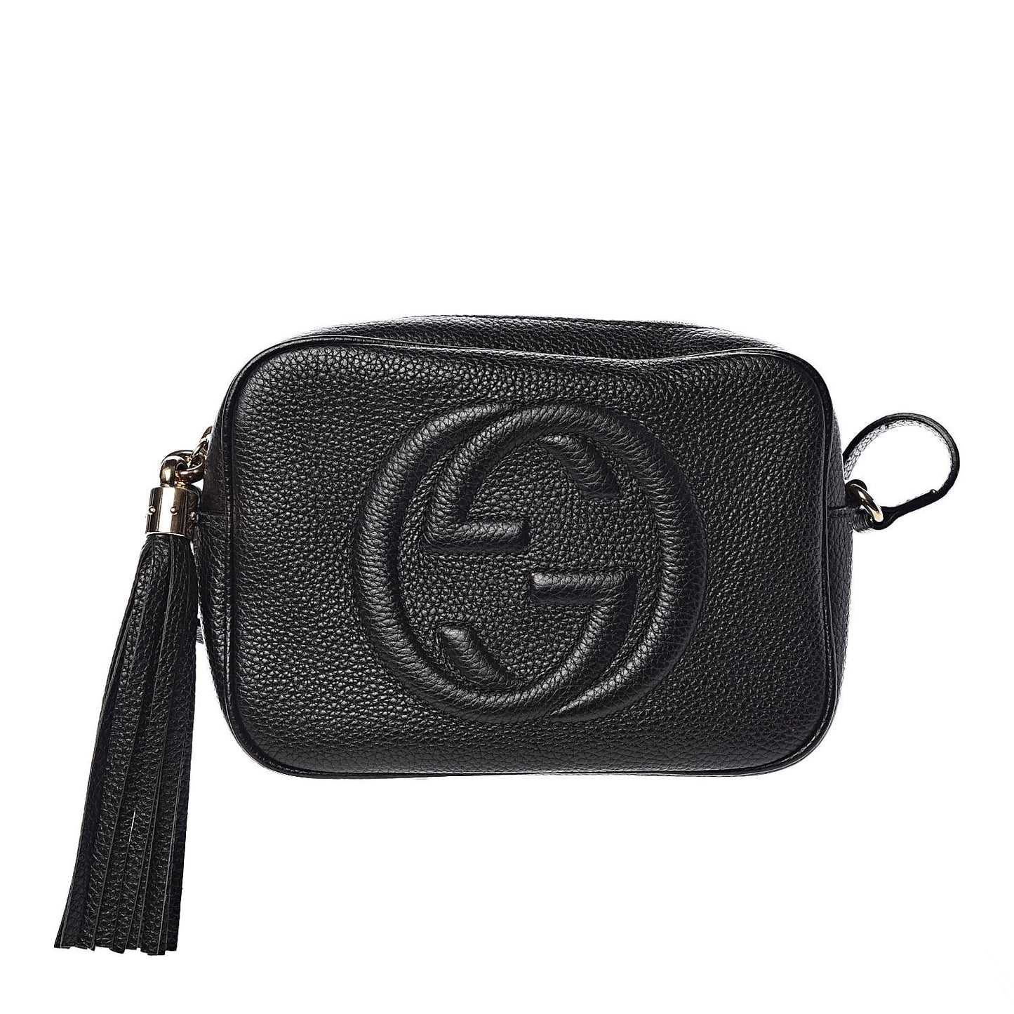 Pebbled Calfskin Small Soho Disco Bag Black