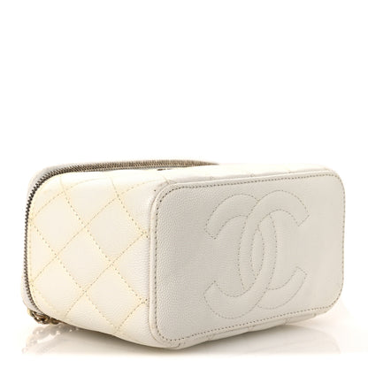 Chanel Caviar Quilted Small Vanity Case With Chain White 4 of 15