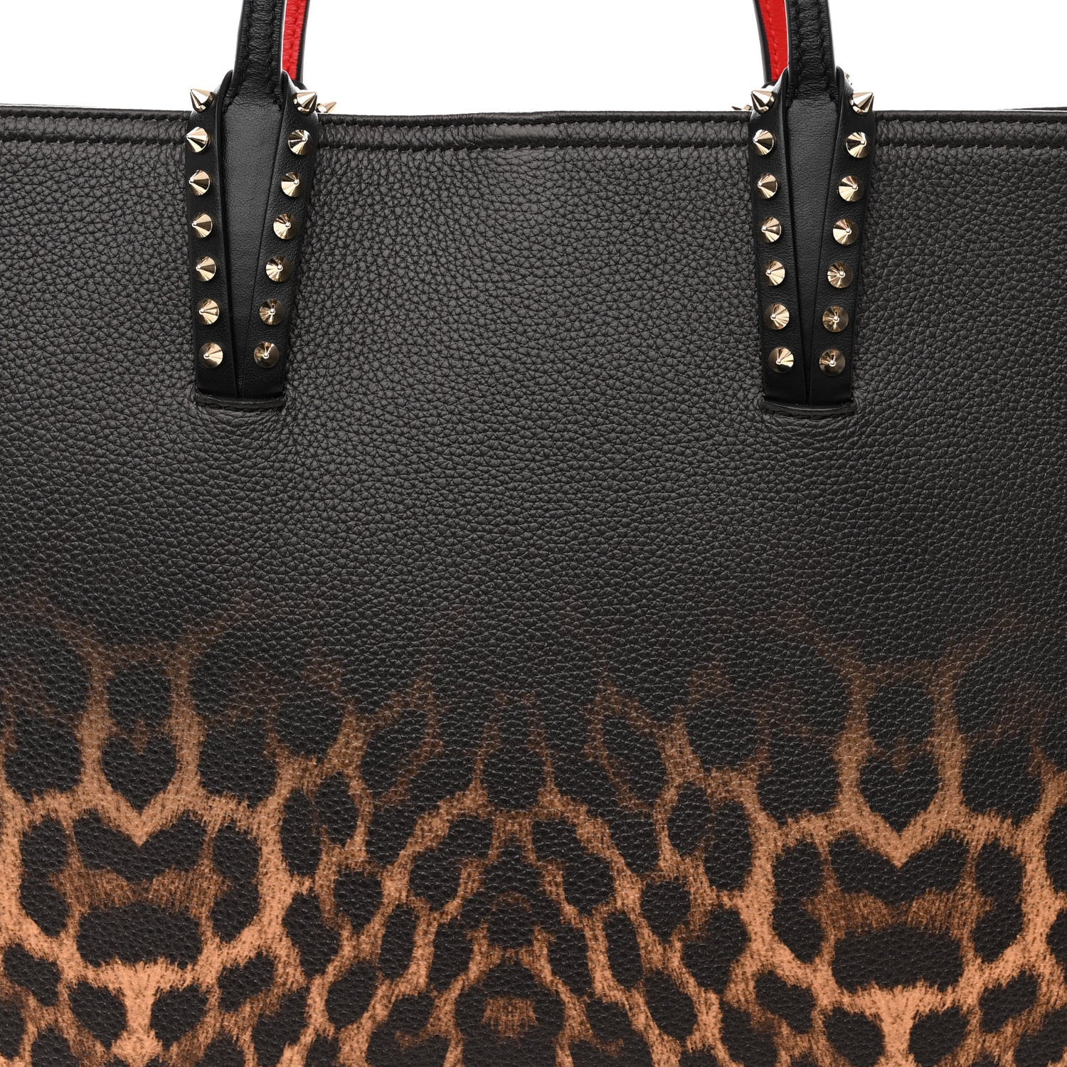 Christian Louboutin Calfskin Degrade Leopard Print Spikes East West Cabata Tote Black Multi 10 of 12