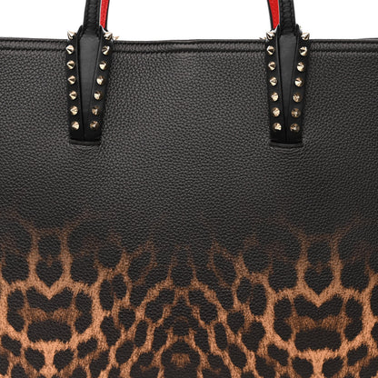 Christian Louboutin Calfskin Degrade Leopard Print Spikes East West Cabata Tote Black Multi 10 of 12