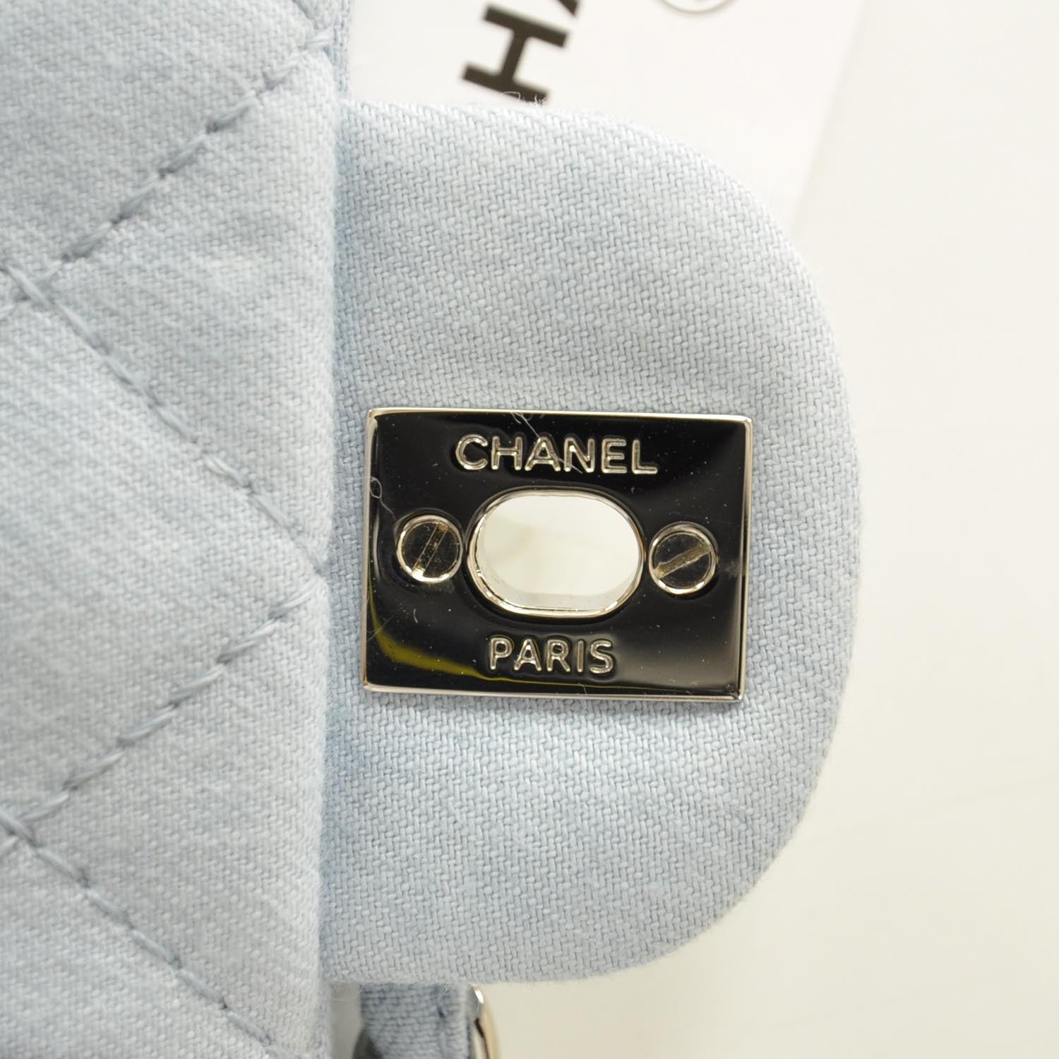 Chanel Denim Quilted Swarovski Crystal Flap 10A 8 of 9
