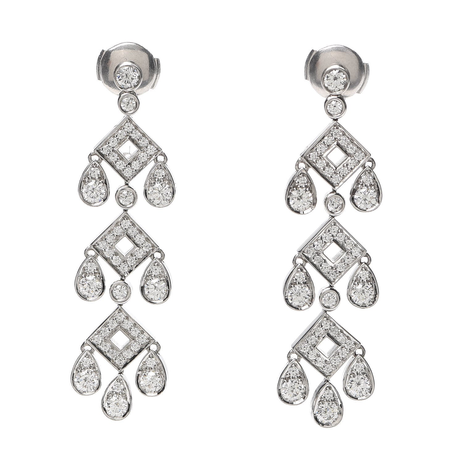 Tiffany Platinum Diamond Legacy Jazz Pagoda Drop Earrings 1 of 5