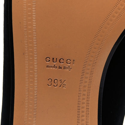 Gucci Velvet Horsebit Womens Jordaan Loafers 39.5 Black 6 of 9
