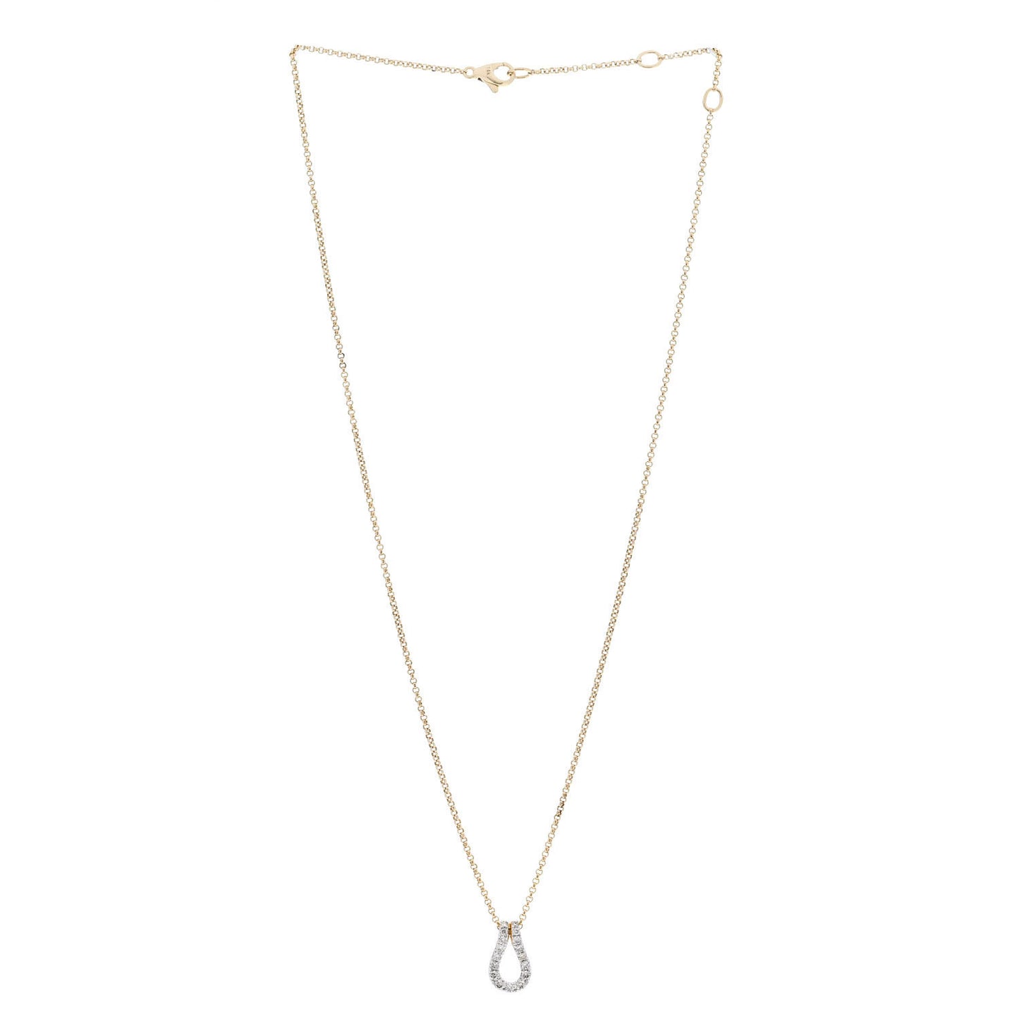 18K Yellow Gold Diamond Surf Link Pendant Necklace