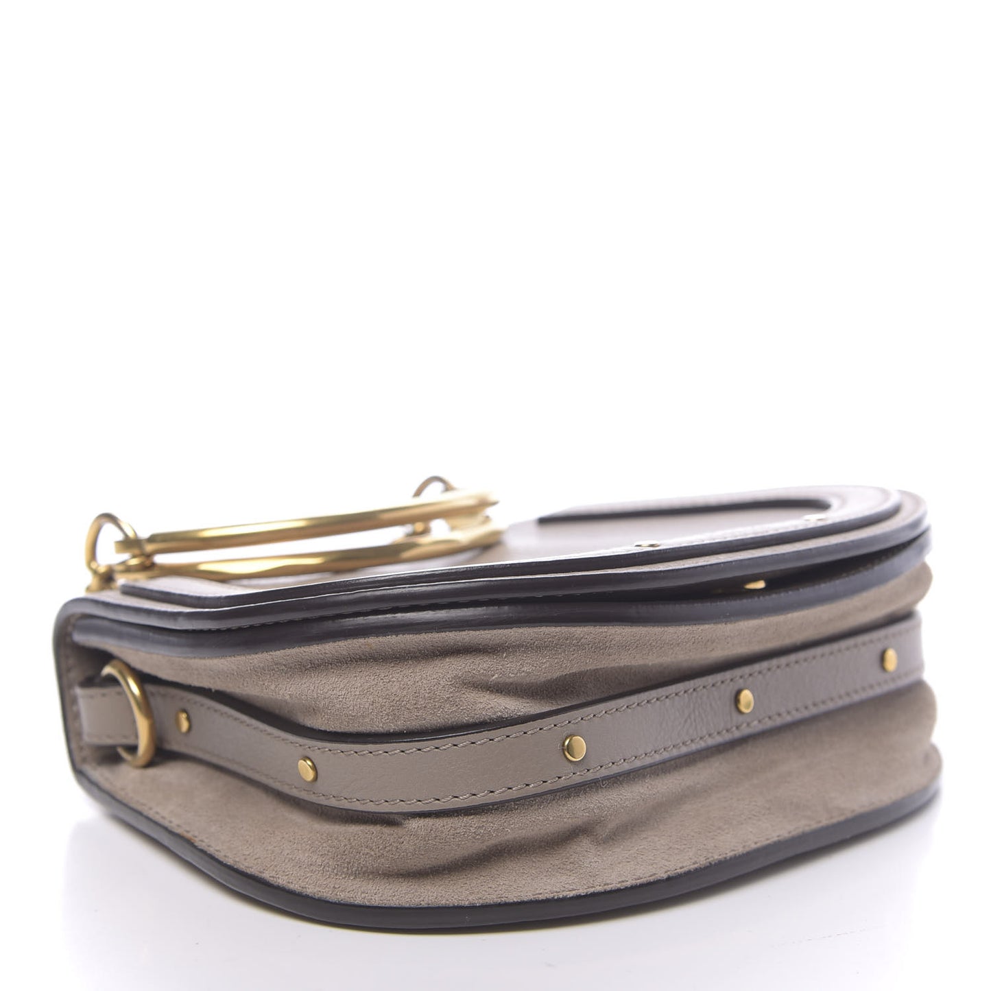 Calfskin Suede Small Nile Bracelet Bag Motty Grey