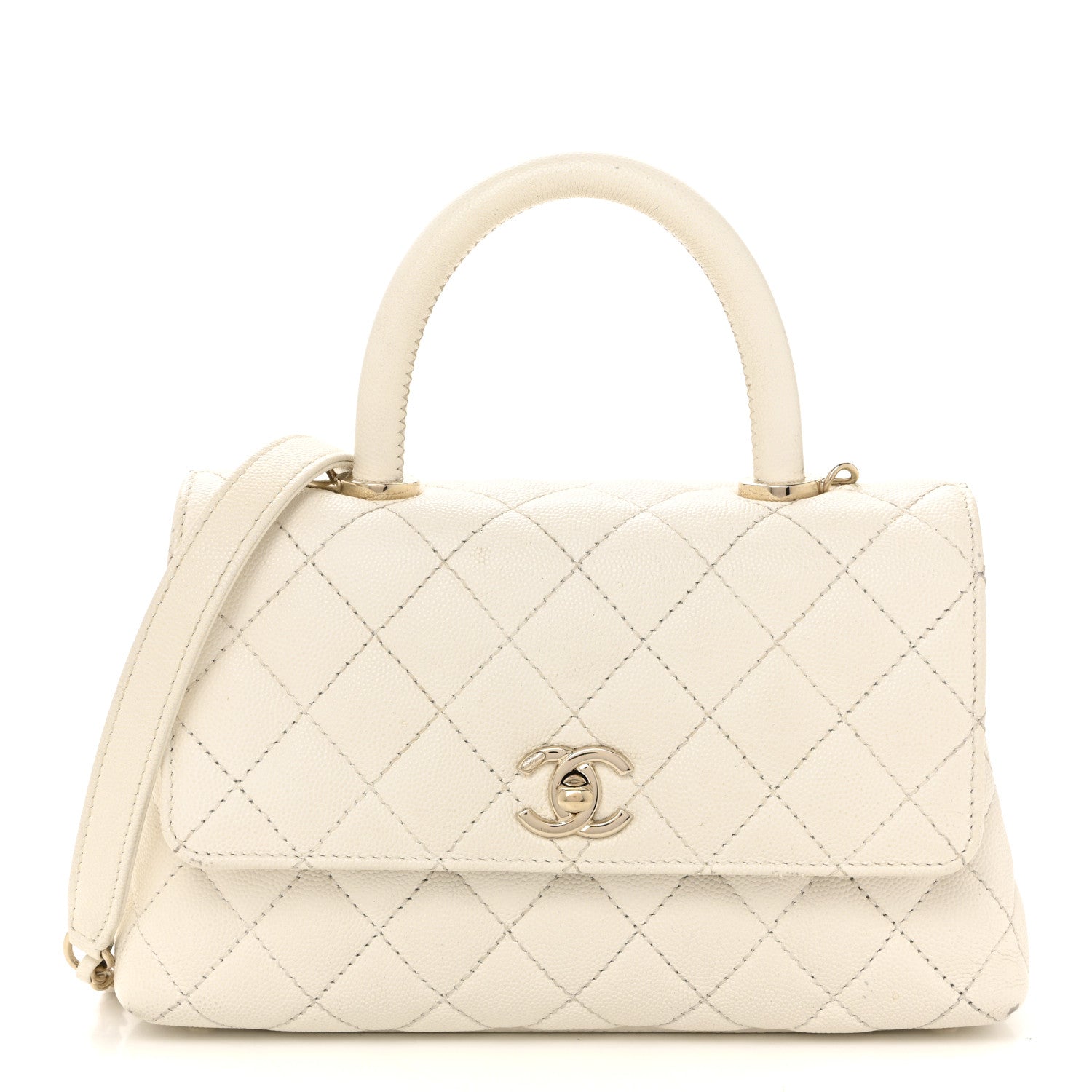 Chanel Caviar Quilted Mini Coco Handle Flap White 1 of 14