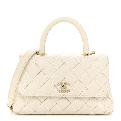 Chanel Caviar Quilted Mini Coco Handle Flap White 1 of 14