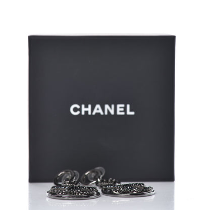 Chanel Crystal CC Hoop Drop Earrings Ruthenium 5 of 5