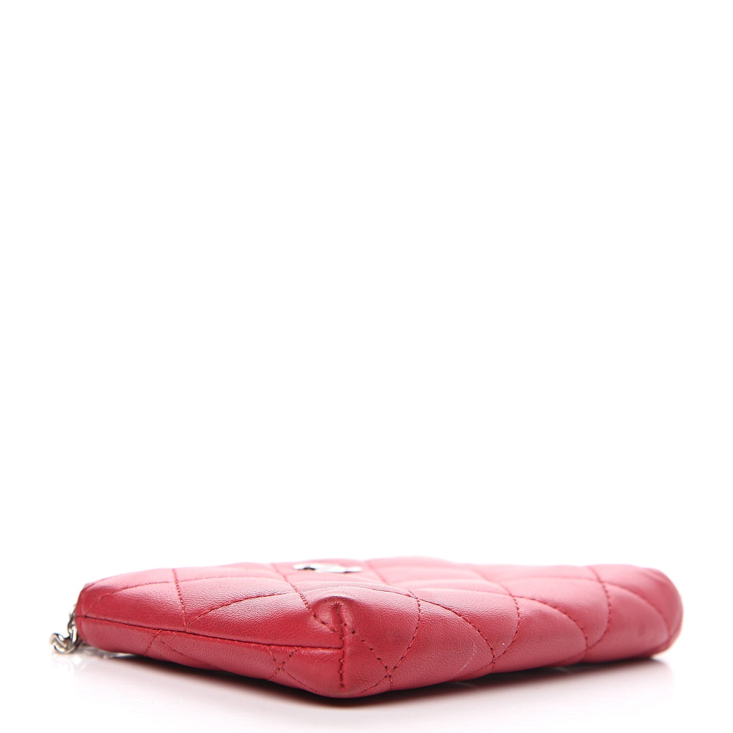 Lambskin Quilted Key Holder Case Dark Pink