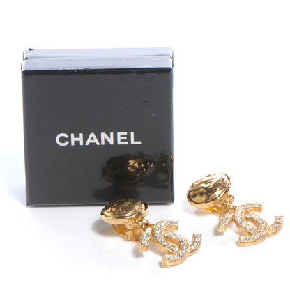 Chanel CC Crystal Large Clip On Earrings Gold 3 of 5