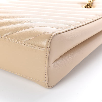 Saint Laurent Grain De Poudre Matelasse Chevron Medium Tribeca Shopping Bag Nude Powder 10 of 10