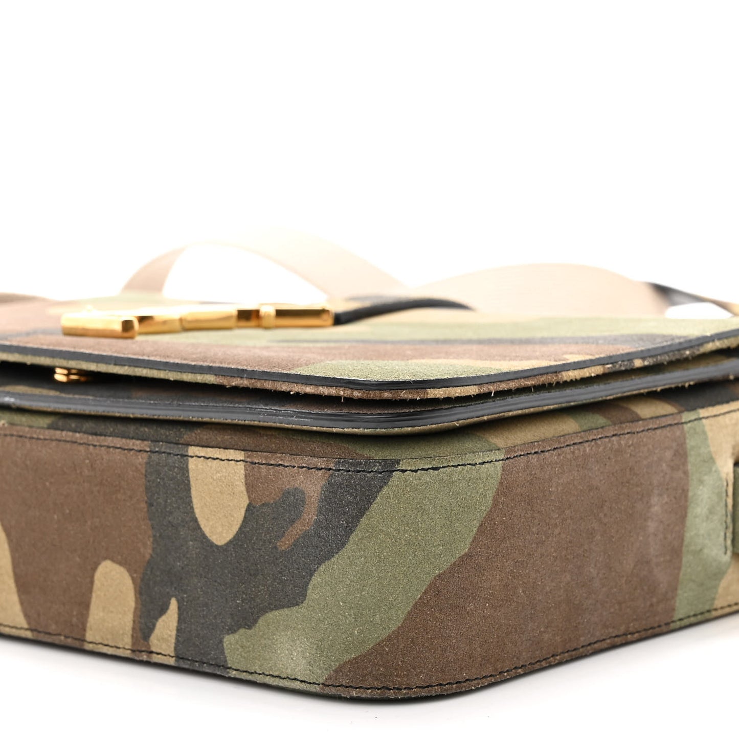 Suede Monogram University Camouflage Shoulder Bag Green