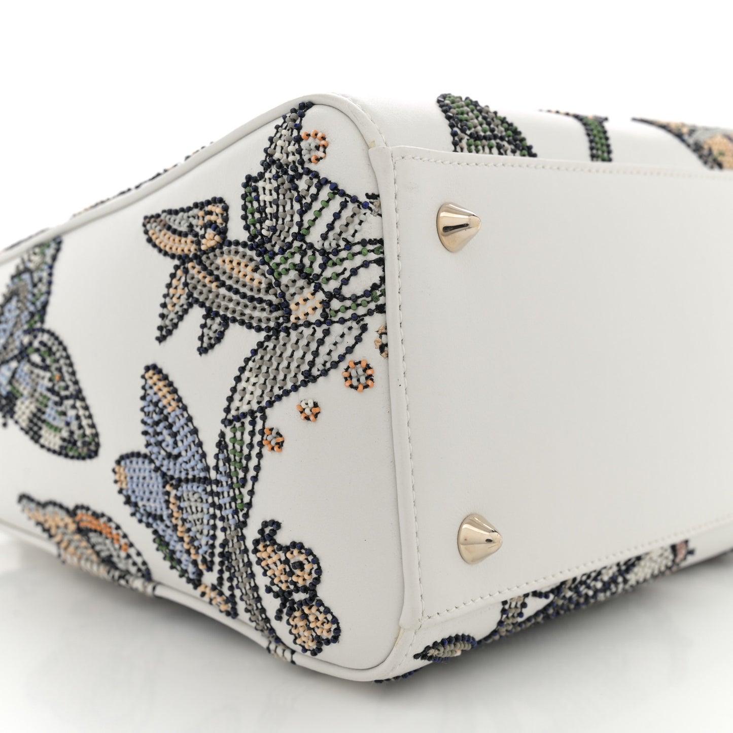 Calfskin Toile de Jouy Beaded Sequin Embroidered Medium Mexico Lady Dior White Multicolor