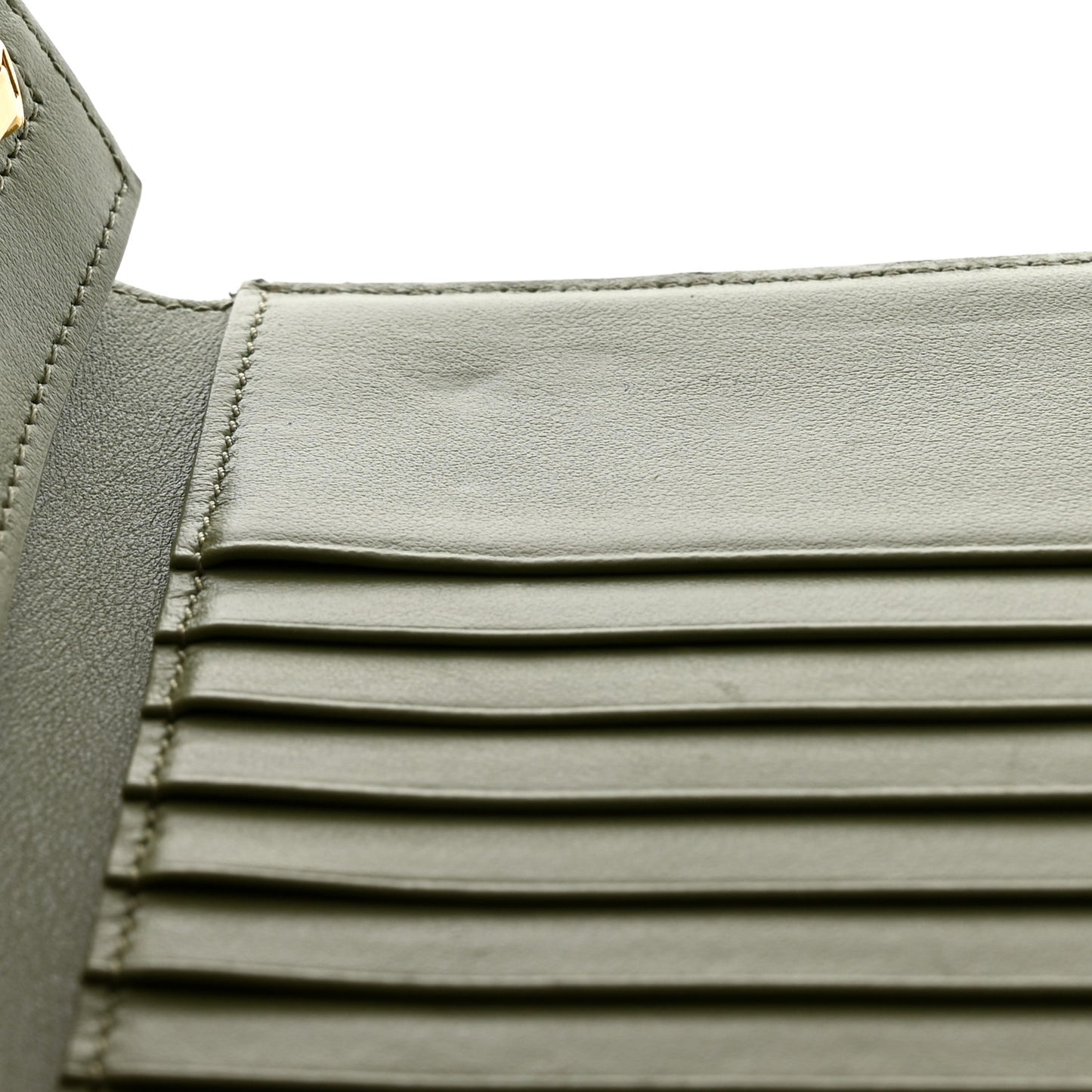 Grained Calfskin Medium Multifunction Strap Wallet Sage Lilas