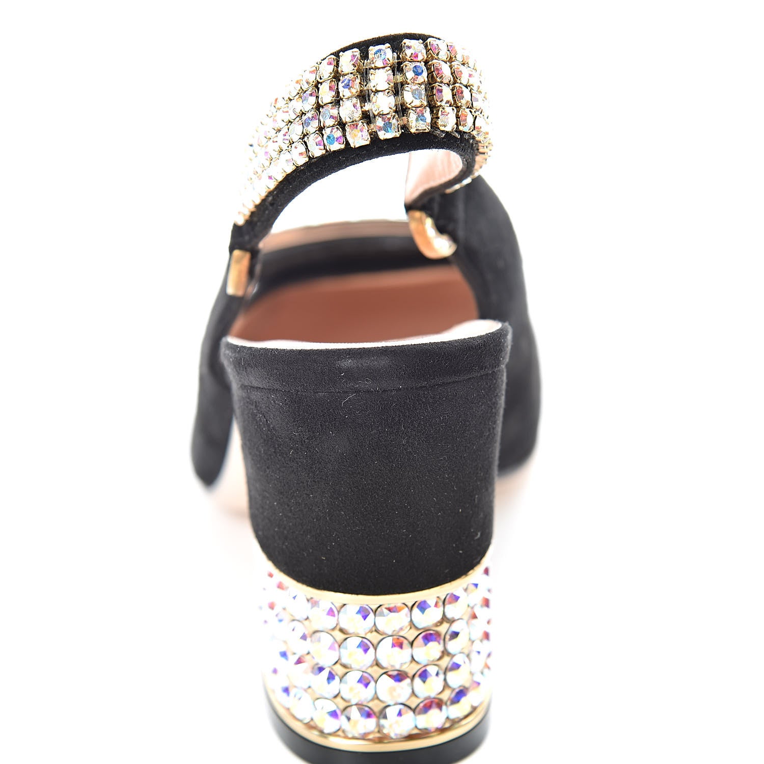 Gucci Kid Scamosciato Crystal Square G Madelyn Slingbacks 37.5 Black 12 of 14