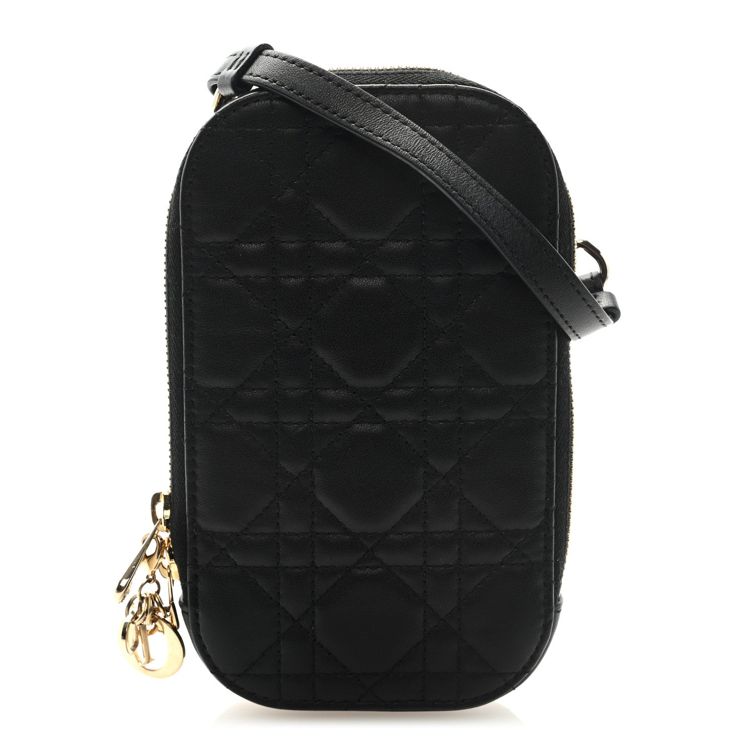 Christian Dior Lambskin Cannage Lady Dior Phone Holder Black 1 of 8