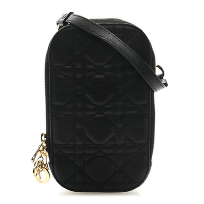 Christian Dior Lambskin Cannage Lady Dior Phone Holder Black 1 of 8