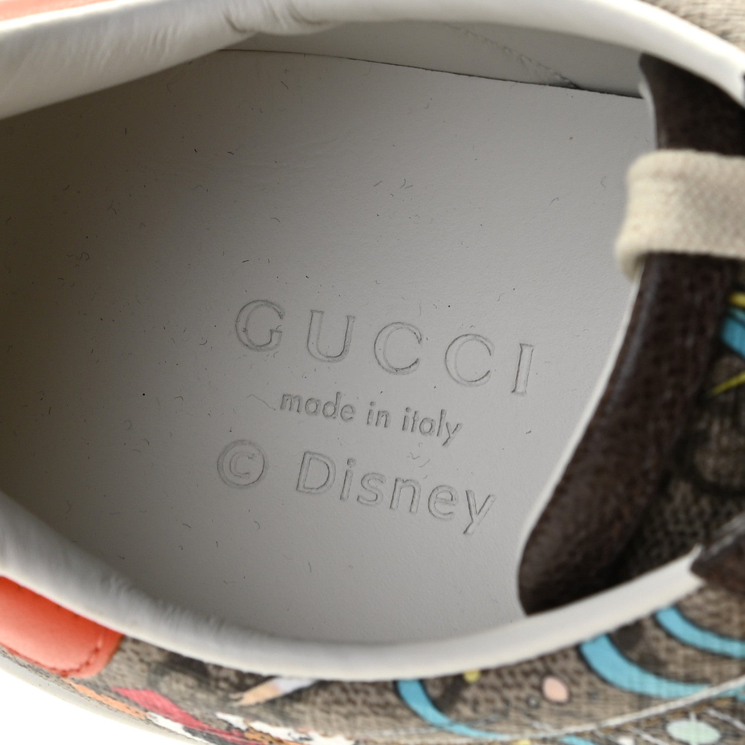 Gucci X DISNEY GG Supreme Monogram Web Donald Duck Womens Ace Sneakers 36 Beige New Acero Orange 7 of 12