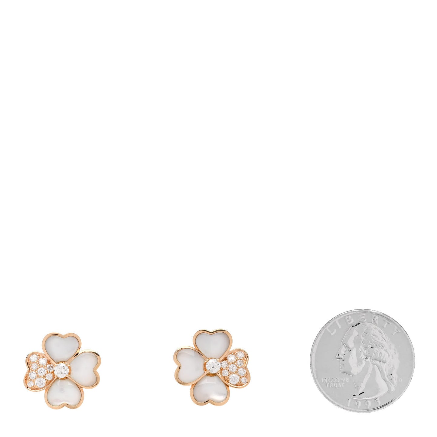 18K Rose Gold Diamond Mother of Pearl Small Cosmos Earrings