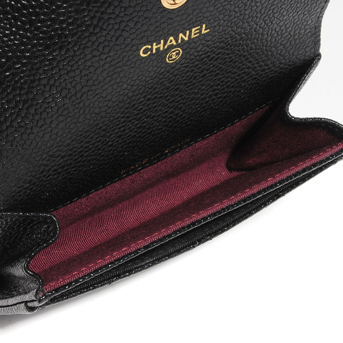 Caviar Quilted Flap Card Holder Black