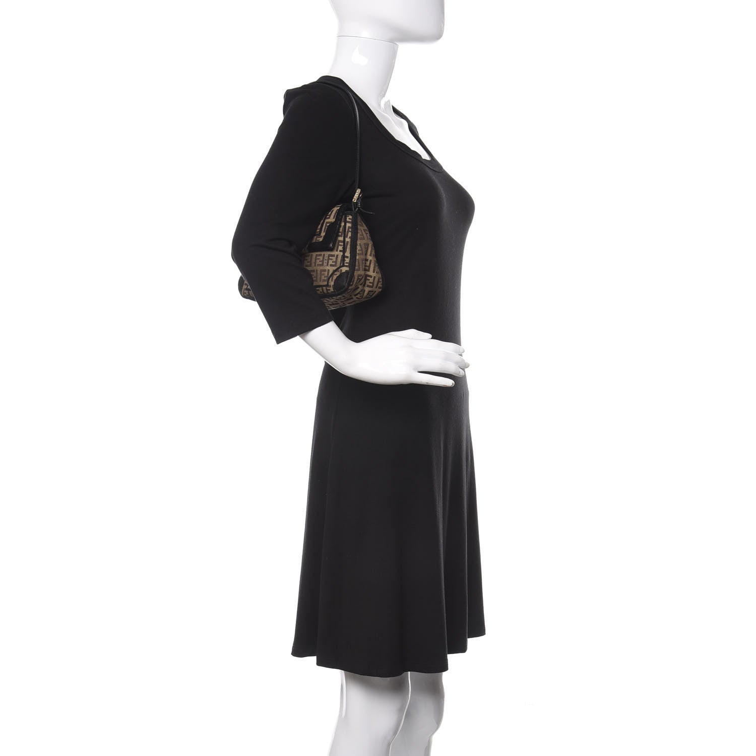 Fendi Zucchino Velvet Vitello Mini Mama Tube Bag Mogano Panna Black 2 of 10