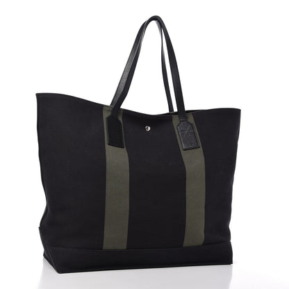 Saint Laurent Canvas Beach Shopping East West Tote Black 3 of 16