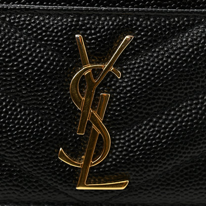 Saint Laurent Grain De Poudre Matelasse Chevron Monogram Credit Card Case Black 8 of 10